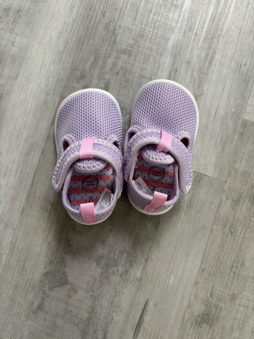 wonder nation Lilac Mesh Mary Jane Shoes with Pink Velcro Strap